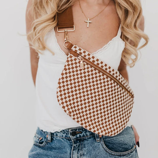 Westlyn Woven Bum Bag - Checkered Brown