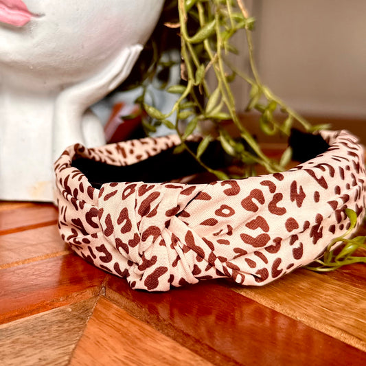 Cream Leopard Headband